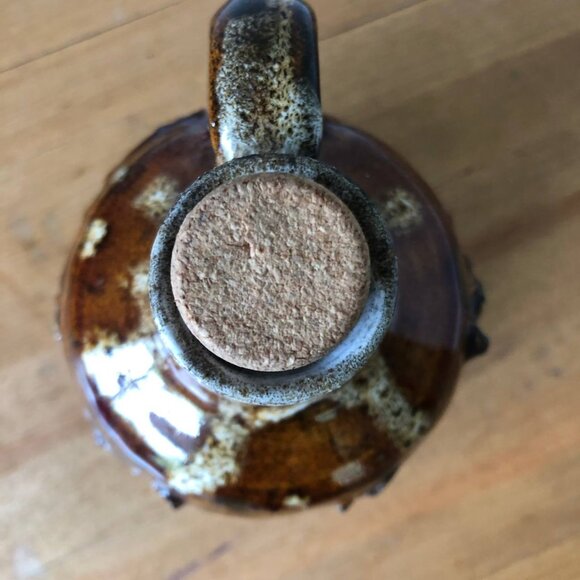 Vintage CK Art Pottery Ceramic Brown Moonshine Whiskey Jug 5 2/3" H - Picture 2 of 8